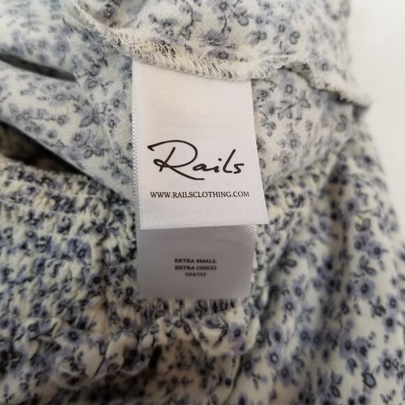 Rails Womens Blue White Ditzy Floral Smocked Elastic Waist Flouncy Mini Skirt XS - Picture 4 of 4